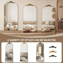 Vintage Arched Full-Length Mirror With Baroque Ornate Frame In Antique Gold – Shatterproof & Wall-Mountable - 黑色 - 查看 9