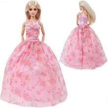 5件套公主裙套装，随机5件，包括舞会礼服、晚礼服、公主裙和各种薄纱裙，颜色随机，适合11.5英寸娃娃，逼真的换装玩具，绝佳的礼物选择（不含娃娃） - 彩色 - 查看 4