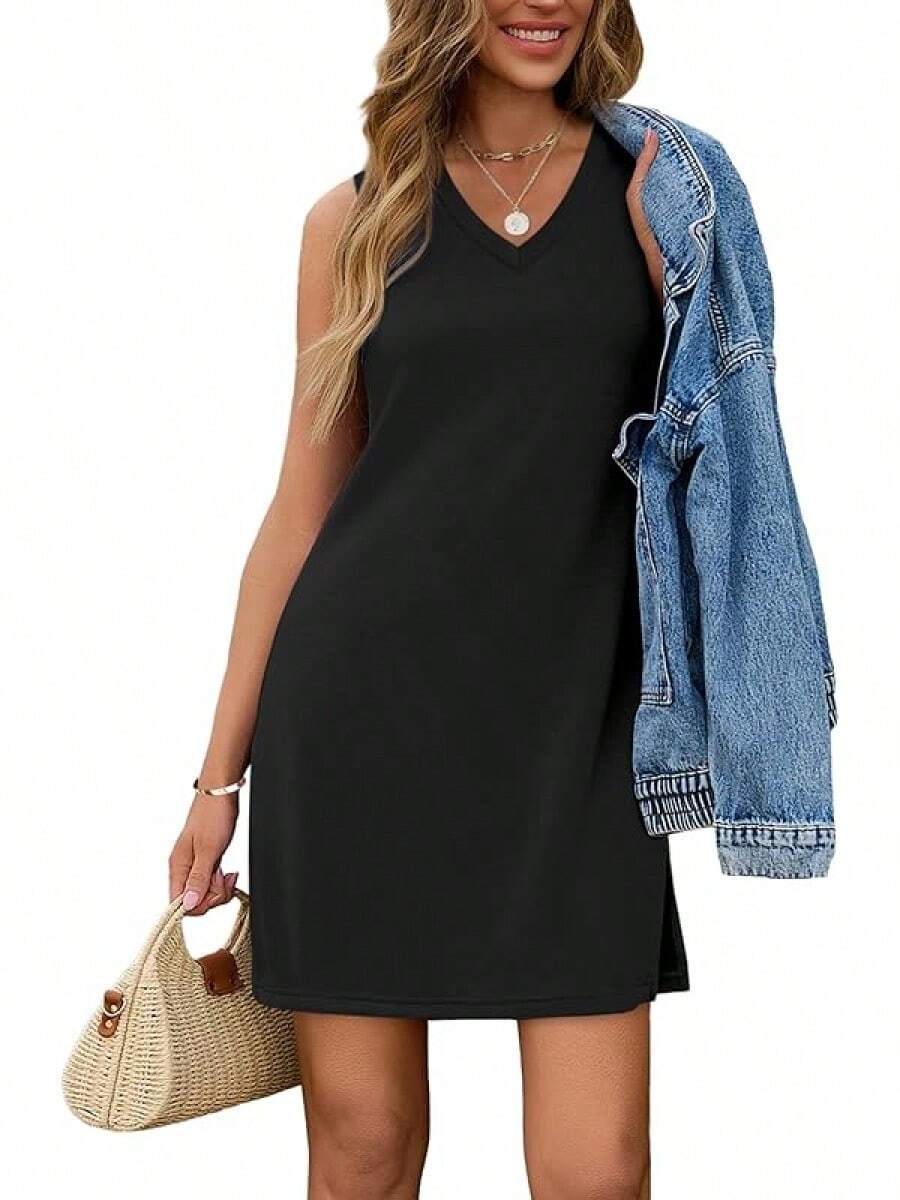 Dresses Women 2026 Casual Summer Sundresses Fashion Outfits Clothing - 黑色 - 查看 1