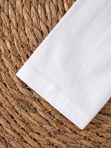 儿童/青少年经典简约白色长袖T恤，适合休闲、度假穿着，可搭配各种外套 - 白色 - 查看 7