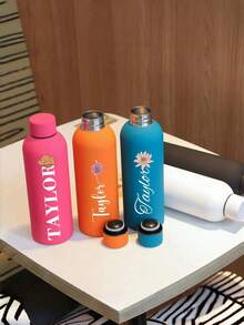 1pc 500ml Customizable Insulated Tumbler, Personalize With Name And Text, Straight Cylinder Coffee Cup, Car Travel Mug, Customized Birthday Gift, Bridesmaid Gift, Mother's Day Gift, Stainless Steel Personalized Cup, Insulated Straight Design