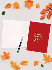 1张红色卡通主题贺卡 | “It Was Always You”金色字样 | 适用于情人节、生日和周年纪念日 | 送给妻子、丈夫、女友、男友的完美之选 | 含配套信封 | 精美礼品包装，礼品卡 - 彩色 - 查看 3