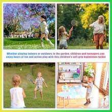 Juego de bádminton para niños Raqueta de bádminton con Bolsa de Transporte Juego Deportivo para Principiantes para Exteriores y Playa - Carbón - Ver 7