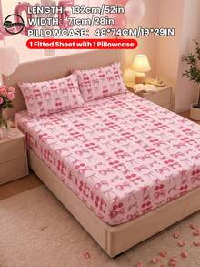 2/3pcs Valentine's Day Theme Pattern Fitted Sheet(No Inserts Included), Sweet And Girly Bedroom Decor, Love Valentine's Day Mattress Cover For Bed, Bed Sheet, Breathable And Anti-Pilling Mattress Protector, Bed Cover, Suitable For Full/Twin/Double/Queen/King Bed, Machine Washable, Home Decor, Room Decor, Bedroom Decor, Valentine's Day, Pink, OEKO-TEX - 彩色 - 查看 11