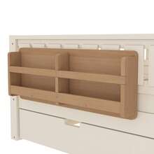 FUNIDEE Full Size Platform Bed With Trundle, Platform Bed Frame With Built-In Bookshelves And Rounded Small Staircase, Bed Frame With Guardrails For Kids - Màu be - Xem 11