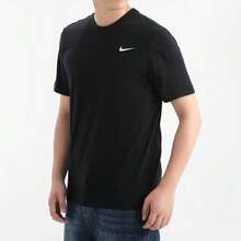 Nike Dri-FIT Crew Solid Printed Training Short Sleeve T-Shirt, Black - Black - View 4