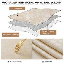 Mantel rectangular Smiry, manteles de vinilo resistentes y impermeables, cubierta de mesa lavable y limpiable para cocina y comedor (Beige, 54" X 108") - Beige, 108 pulgadas x 54 pulgadas, rectangular - Ver 8