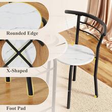 Flamaker Furmax 3 Piece Wood Round Table & Chair Set For Dining Room Kitchen Bar Breakfast, With Wine Storage Rack, Space Saving - 黑與白 - 查看 4