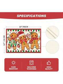 EstiloArtoid Mode - Camino de Mesa Navideño con Diseño de Bastones de Jengibre y Caramelo para Decoración de Invierno en Comedor, Hogar y Fiestas, 13 x 72 PulgadasVersión mejorada - Rojo/Beige - Ver 7