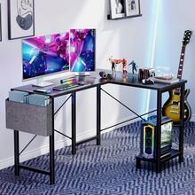 L Shaped Desk - Computer Desk Corner Desks Gaming Desk PC Table With CPU Stand Side Bag For Home Office Dorm Sturdy Writing Workstation, Black, 50-Inch - Black - View 4