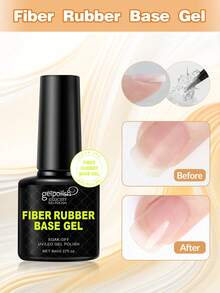 GELPOLISH Capa base de fibra de goma, capa base de goma transparente, utilizada para fortalecer/construir/reforzar/fortificar las uñas, protección duradera, removible, adecuada para uñas débiles - transparente - Ver 2