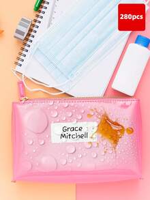 1-280pcs Customized Name Label Stickers, Suitable For Small Businesses, Summer Camps, Gym Bags, Office Supplies, Product Packaging, Transparent And White Paper Options, Tear-Resistant, No Residue Adhesive, Suitable For Entrepreneurs, Teachers, Families, Custom Name Stickers For Back-To-School Organization And Branding,Wallpaper Stickers Wall - Rose Red - View 26