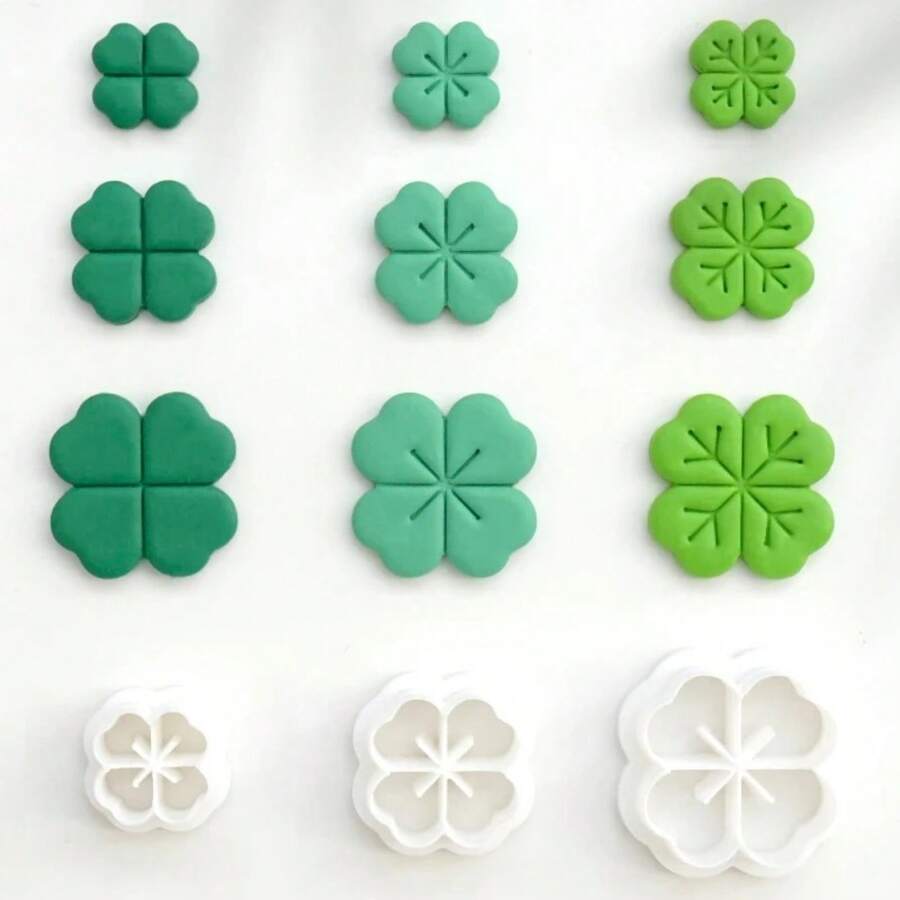 3/9 buc. tăietoare drăguțe din lut polimeric cu trifoi (14-25 mm) pentru Ziua Sfântului Patrick – Unelte adorabile pentru bijuterii, cercei, brelocuri, decorațiuni de Ziua Sfântului Patrick și cadouri festive