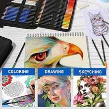 145-teiliges Kunstbedarf-Set, Buntstifte Kunstwerkzeug-Set - Skizzieren, Graphitstifte mit tragbarer Aufbewahrungsbox, geeignet für Schul-Kunstbedarf, für Künstler und erwachsene Anfänger, Urlaubsgeschenk, Schulanfang - 145 Teile - Übersicht 4