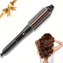 卷发梳，耐热造型蓬松梳，陶瓷卷发棒，电动卷发器，带加热设置，适用于直发、卷发和波浪发型，二合一电动卷发直发梳，节日礼物 - 彩色 - 查看 10