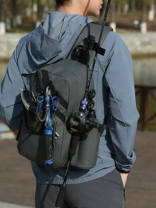 Fishing Sling Bag For Men, Functional Chest Pack & Crossbody Tackle Storage Bag, Multi-Layer Fishing Gear Organizer With Large Capacity Compartments, Adjustable Shoulder Strap, Durable Water-Resistant Material, Hands-Free Angling Chest Bag For Lures, Tools, Accessories, Outdoor Fishing, Hiking & Travel