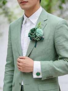1/2件組 菊花&玫瑰胸花與手腕花飾套組，適合婚禮、派對、晚宴、舞會、旅行、週年紀念 - 彩色 - 查看 12