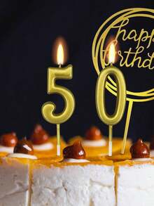 0-9 Numeric Candles, Creative Gold Number Candles Suitable For Birthday Party Cakes, Wishing Cake Decorative Candles - Multicolor - View 4