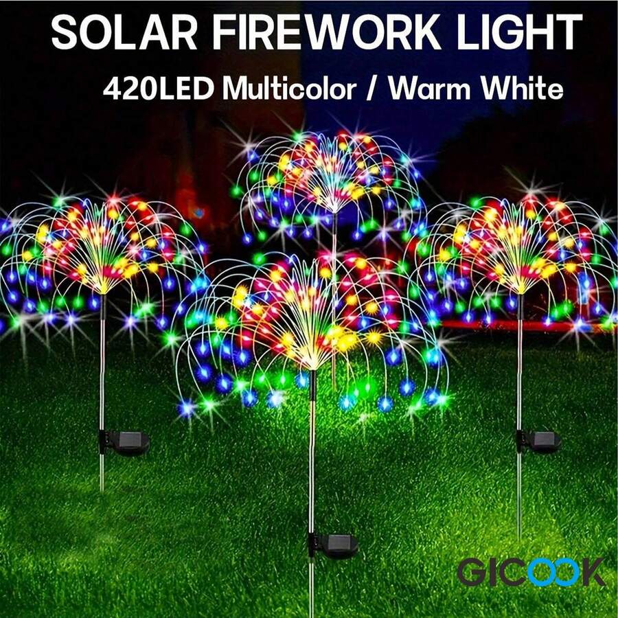 GICOOK 420LED Solar Garden Lights, 8 Lighting Modes, Give You A Beautiful Garden Decoration For Halloween/Christmas/Garden/Courtyard/Walkway/Aisle/Party Garden Decoration 300/200/60 LED Valentine's Day Gift Valentine's Day Garden Decoration Lights - Multicolor - View 1