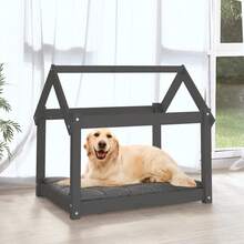 vidaXL Lit pour chien Gris 81x60x70 cm Bois de pin solido - Grigio - Visualizzare 4