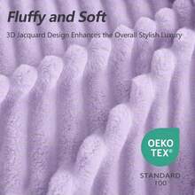 Bnuitland Oversized King Flannel Stripe Pattern Blanket 120x120 Inches, 300GSM Soft Extra Large For Couch,Bed, Lightweight Fuzzy Fleece 10x10 Huge Blanket For Whole Family, Light Purple - ColorC - 查看 4