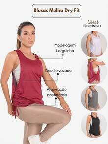 Women's Fitness Dry Fit Tank Top With Side Detail And Oval Cutout - 白色 - 查看 9