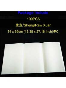 EstiloKYMY - Papel De CaligrafíA Chino/JaponéS, 100 Unidades, Papel Sumi/Papel De Arroz Para Escribir Pintura Y Dibujar, Tinta China De Pincel Xuan Paper Sheng (Crudo) Xuan (34 X 69 Cm (13.38 X 27.16VersióN Mejorada - 34 x 138 cm (13,38 x 54,33 pulgadas) - Ver 2