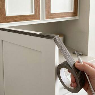 1 Roll 10m Light Walnut Color Decorative Trim Tape, Suitable For Furniture And Cabinet Decoration Wall Stickers