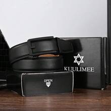 Men's Belt, Ratchet Dress Casual Belt With Adjustable Automatic Buckle Trim To Fit,30inch-36inchWaistAdjustable,Black-01 - 黑色-01 - 查看 7