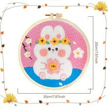 Embroidery Starter Kit, Rabbit & Fox Patterns, Handmade DIY Punch Needle Set, Suitable For Beginners, Cute Animal Designs, Round Punch Needle Craft Kit, Holiday Gift & Home Decor - Multicolor - View 10