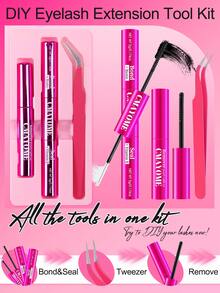 Eyelash Extension Kit - Includes Glue, Makeup Remover Oil, And Tweezers. This Eyelash Glue Has Features Of Sweat-Proof, Gentle, Fast-Drying, And Non-Irritating. This Multi-Functional Set Is Convenient To Carry, Beginner-Friendly, And Gentle To Use. A Complete Set Of False Eyelash Tools. - Multicolor - View 17