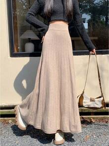 Women Sweater Skirts - Khaki - View 2