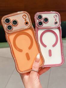 Luxury Glitter Rhinestone Lens Wave Edge Magnetic Phone Case Compatible With IPhone 17 Pro Max 17 Pro 17 16 Pro Max 16 Pro 16 15 Pro Max 15 Pro 15 14 Pro Max 14 Pro 14 13 Pro Max Stylish Electroplating Clear Camera Protection Shockproof Protect Back Cover