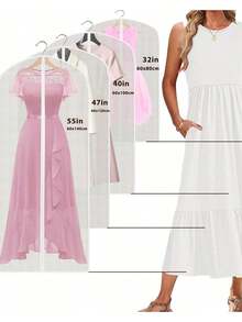 EstiloBolsa transparente a prueba de polvo 5 PCS bolsa para colgar ropa Prueba de Polvo para Vestidos, Trajes, Abrigos Blusas Protector de Ropa Colgante(5 Pack/60-140CM,)Versión mejorada - 5 piezas/60-140cm - Ver 12