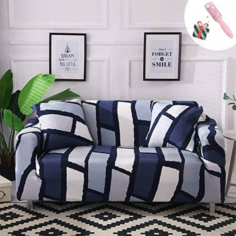 Chickwin Funda Elástica para Sofá de 1/2/3/4 Plazas Universal Antideslizante Tejido Elástico Suave Lavable Moderno Extensible Cubierta Protector de Sofá Cover 2 plazas Vida en la Ciudad - Verde - Ver 1