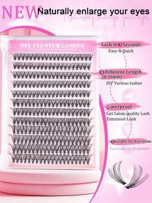 240pcs Mixed False Eyelashes Set, D-Curl Voluminous, High Capacity, 20D Criss-Cross Curled, Natural Hot Melt 3D Soft Segmented, Eyelash Combination Set, False Eyelashes - Black - View 5