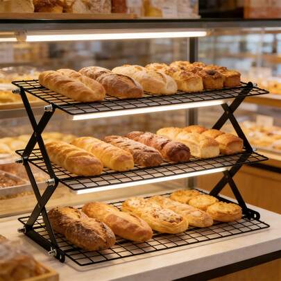 Adjustable Cooling Rack Set, Durable 3-Tier Stand Perfect For Batch Baking, Holiday Feasts & Gift Ideas For Home Cooks