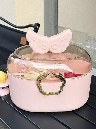 1pc Multifunctional Hair Accessories Storage Box, Girls Hair Clips, Headbands, Hair Ties, Jewelry Box, Waterproof Butterfly Decor Organizer