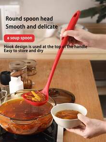 1/4-delars set med långt silikonhandtag, non-stick spatel 13 tum, köksslev soppsked