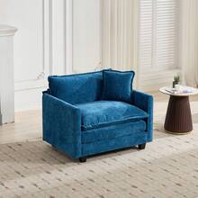 Cloud One-Seater Sofa (Ottoman Not Included), Modern Corner Sofa, Ideal For The Living Room, Bedroom And Apartment, Comfortable Double-Layer Seat Cushion, Breathable Chenille Fabric, Blue, DE5011BL - 藍色+雪尼爾+一座 - 查看 2