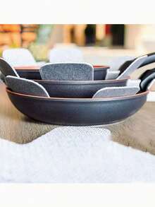 12pcs High Quality Felt Pads, Designed To Protect Cookware - With Non-Stick And Scratch-Resistant Properties, Heat-Resistant. Ideal For Storing Utensils, Glassware, Baking Trays And Plates - Sturdy Non-Slip Storage Rack.