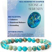 1 pieza Pulsera de cuentas de piedra natural obsidiana amazonita de 6 mm con cordón elástico y tarjeta - Lantisson - Ver 3