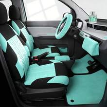 17 Car Seat Cover Full Set For Women,Universal Car Seat Cover, Plush Steering Wheel Cover,Fluffy Soft Wool Handbrake Gear, Suspension Accessories Full SUV((Patterned Purple - 紫色圖案 - 查看 12