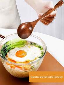 1支/2支/5支装木勺，各种尺寸成人用餐汤匙，竹制餐具 - 棕色 - 查看 2