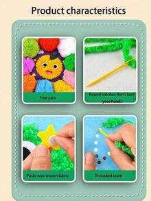 4pcs Kids DIY Sewing Kit, Cartoon Animal Line Sewing Patterns, Simple DIY Project, Animals, Fruits, Learn Sewing Toys, Birthday Gift, Suitable For Boys And Girls - Multicolor - View 10