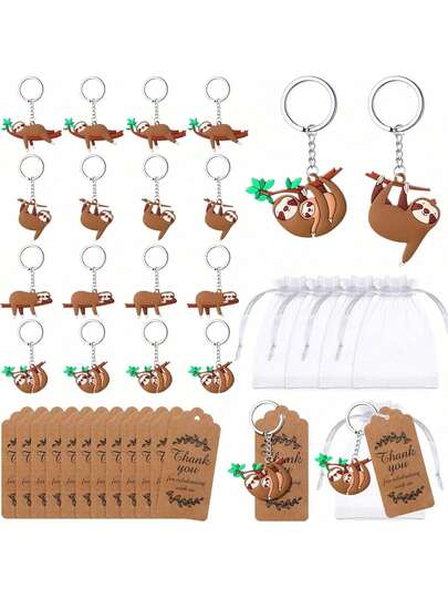 EstiloTendenciaFumete - 72 Llaveros Divertidos Para Fiestas De Perezosos Con Etiquetas Kraft De Agradecimiento Y Bolsas De Regalo Para Regalos De DevolucióN, CumpleañOs, Baby Shower, Suministros Para FiestasCalidad PremiumVersióN Mejorada