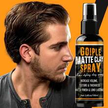 Goiple 1 Set Men's Matte Finish Long-Lasting Hair Styling Clay, Texture Boosting Spray, Hair Styling Spray, Lightweight Shaping, Hair Styling Clays, Pomade Wax, Volumizing, Soft & Manageable Matte Effect, Daily Styling, Styling Spray, Natural Pomade Wax, Suitable For All Hair Types (100g Clay + 100ml Spray)