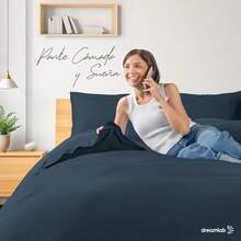 XHJDreamlab Juego de Funda para Edredón 3 Piezas Tela Ultra Suave Premier 1800 de Doble Cepillado Cubia de Duvet y 2 Fundas para Almoada Queen Size 228 x 228 Color Azul Noce - 03AzulNoche - Ver 7