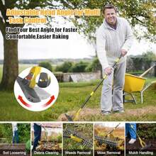 Rastrillo Descompactador de Doble Acción para Césped Rastrillo Descompactador Eficiente de 15 pulgadas con Cuchilla Descompactadora Afilada Descompactador Manual y Herramienta Escarificadora para - Amarillo - Ver 5