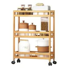 SURUIHK Bamboo Kitchen Rolling Cart, Removable Wood Trolley Island Cart With Multi Layer Storage Shelves, Utility Storage Rack On Wheels For Kitchen, Coffee Bar And Home Organizer - 三層(50x18x72公分) - 查看 2
